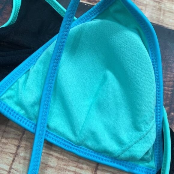 RELISTED Catalina Mesh Teal Blue Bikini Top - Picture 6 of 8